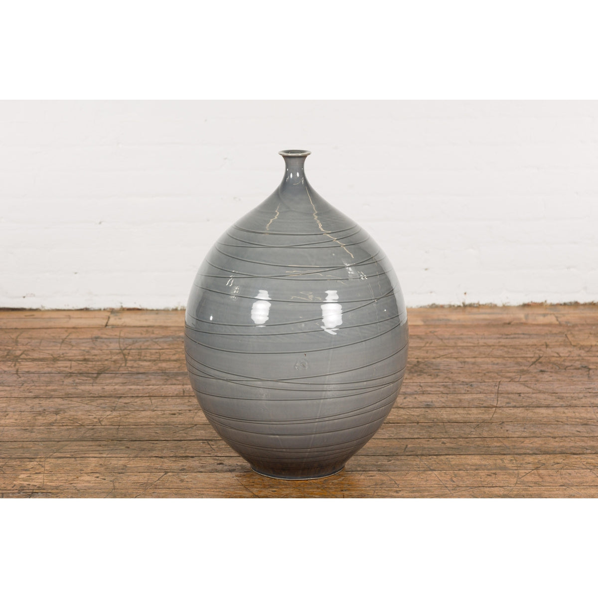 Silver Grey Glazed Ceramic Vase-3. Asian & Chinese Furniture, Art, Antiques, Vintage Home Décor for sale at FEA Home