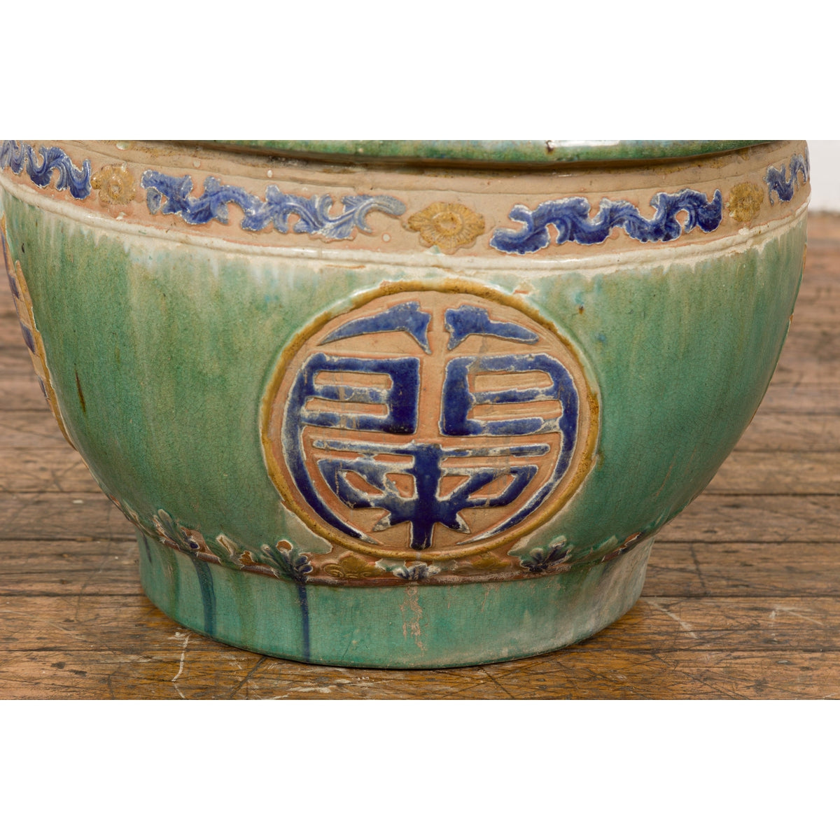 19th Century Antique Green and Blue Garden Planter-10. Asian & Chinese Furniture, Art, Antiques, Vintage Home Décor for sale at FEA Home