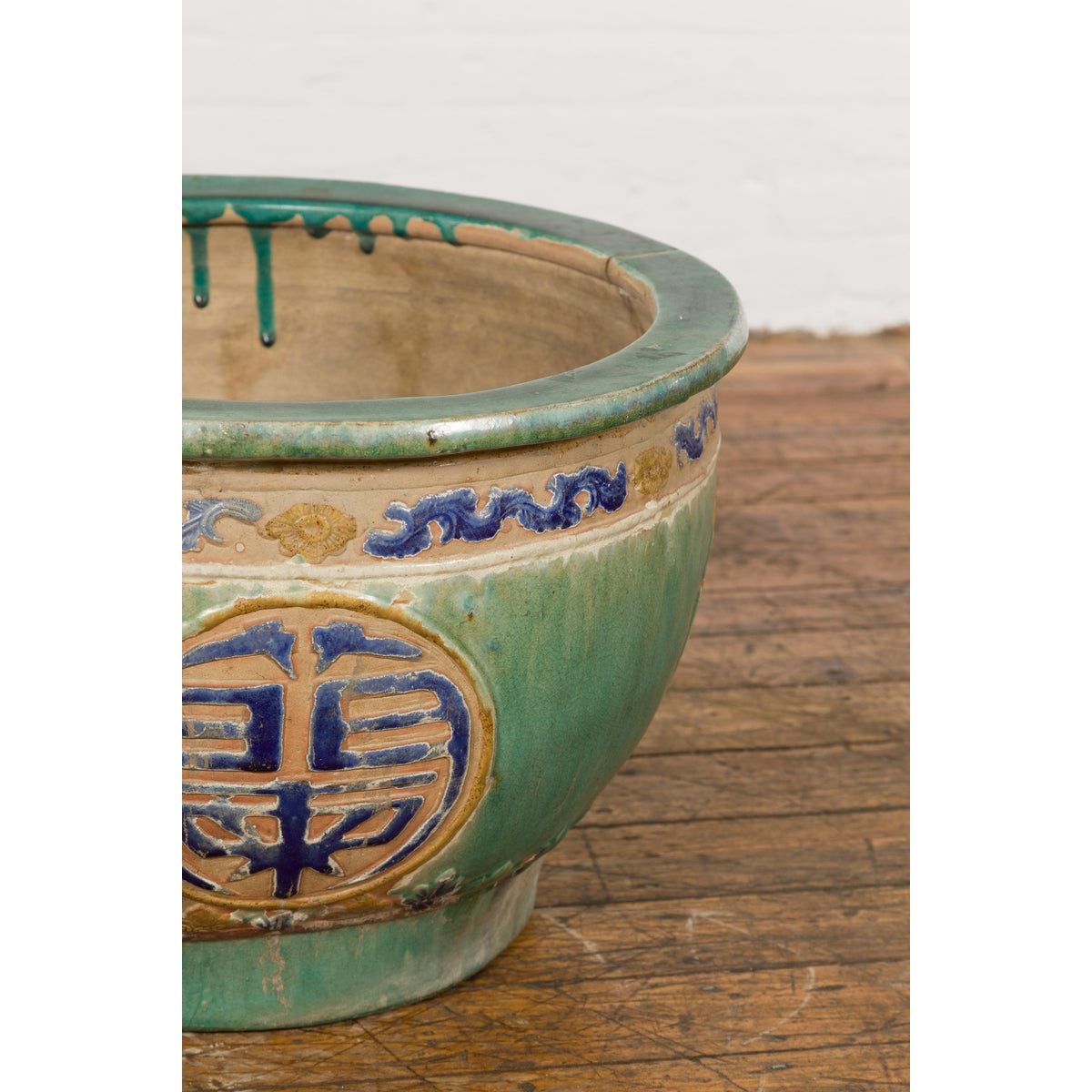 19th Century Antique Green and Blue Garden Planter-12. Asian & Chinese Furniture, Art, Antiques, Vintage Home Décor for sale at FEA Home