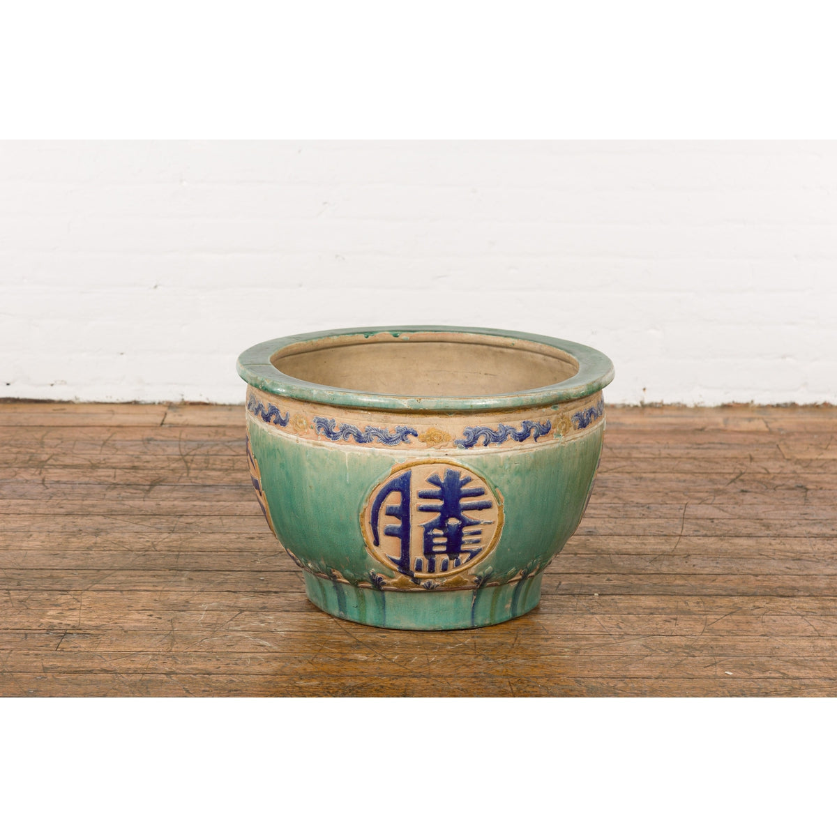 19th Century Antique Green and Blue Garden Planter-15. Asian & Chinese Furniture, Art, Antiques, Vintage Home Décor for sale at FEA Home