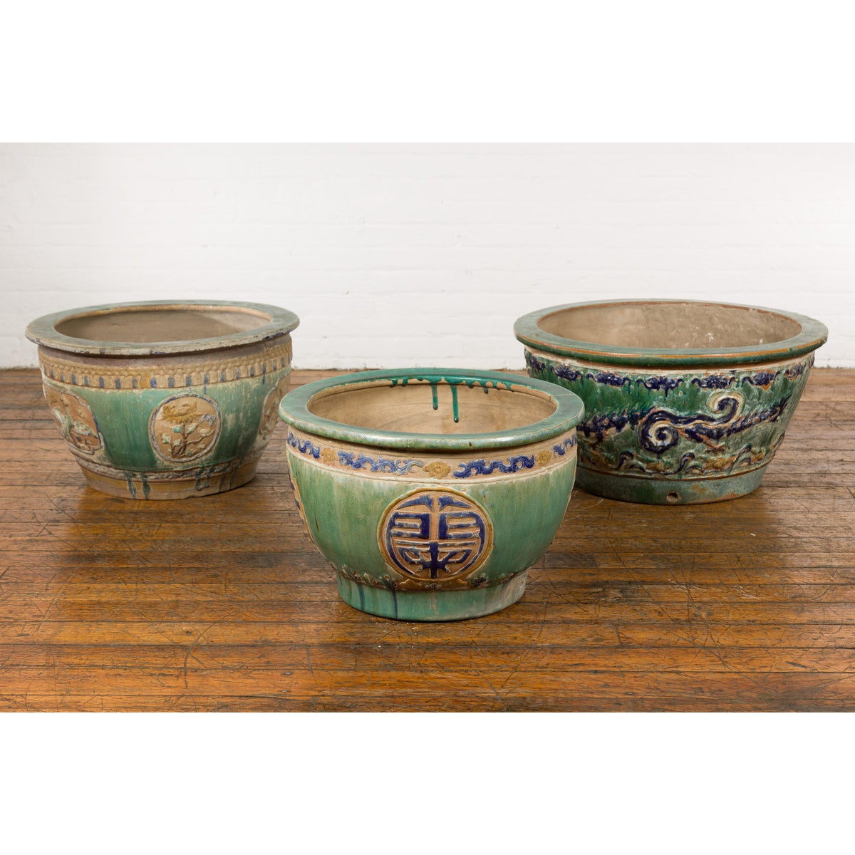 19th Century Antique Green and Blue Garden Planter-19. Asian & Chinese Furniture, Art, Antiques, Vintage Home Décor for sale at FEA Home