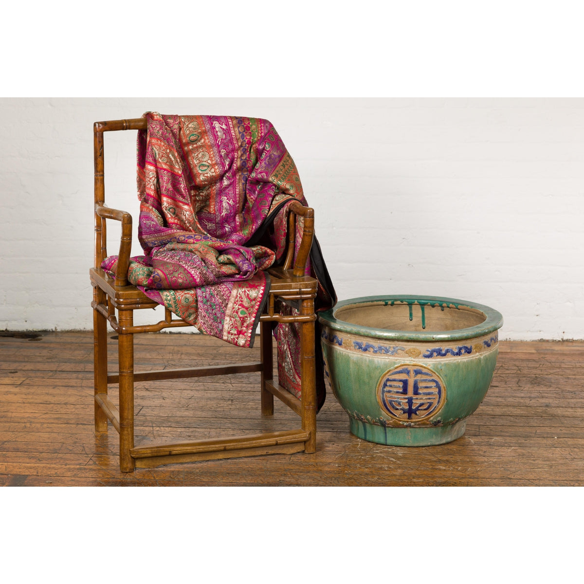 19th Century Antique Green and Blue Garden Planter-3. Asian & Chinese Furniture, Art, Antiques, Vintage Home Décor for sale at FEA Home
