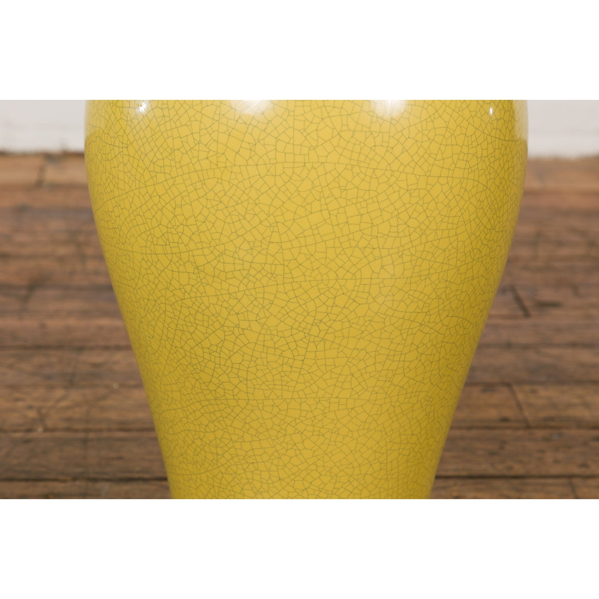 Chinese Vintage Altar Vase with Yellow Crackle Finish and Flaring Neck-10. Asian & Chinese Furniture, Art, Antiques, Vintage Home Décor for sale at FEA Home