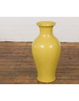 Chinese Vintage Altar Vase with Yellow Crackle Finish and Flaring Neck-2. Asian & Chinese Furniture, Art, Antiques, Vintage Home Décor for sale at FEA Home