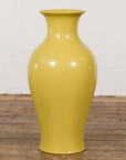 Chinese Vintage Altar Vase with Yellow Crackle Finish and Flaring Neck-5. Asian & Chinese Furniture, Art, Antiques, Vintage Home Décor for sale at FEA Home