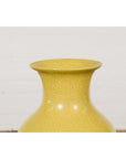 Chinese Vintage Altar Vase with Yellow Crackle Finish and Flaring Neck-6. Asian & Chinese Furniture, Art, Antiques, Vintage Home Décor for sale at FEA Home
