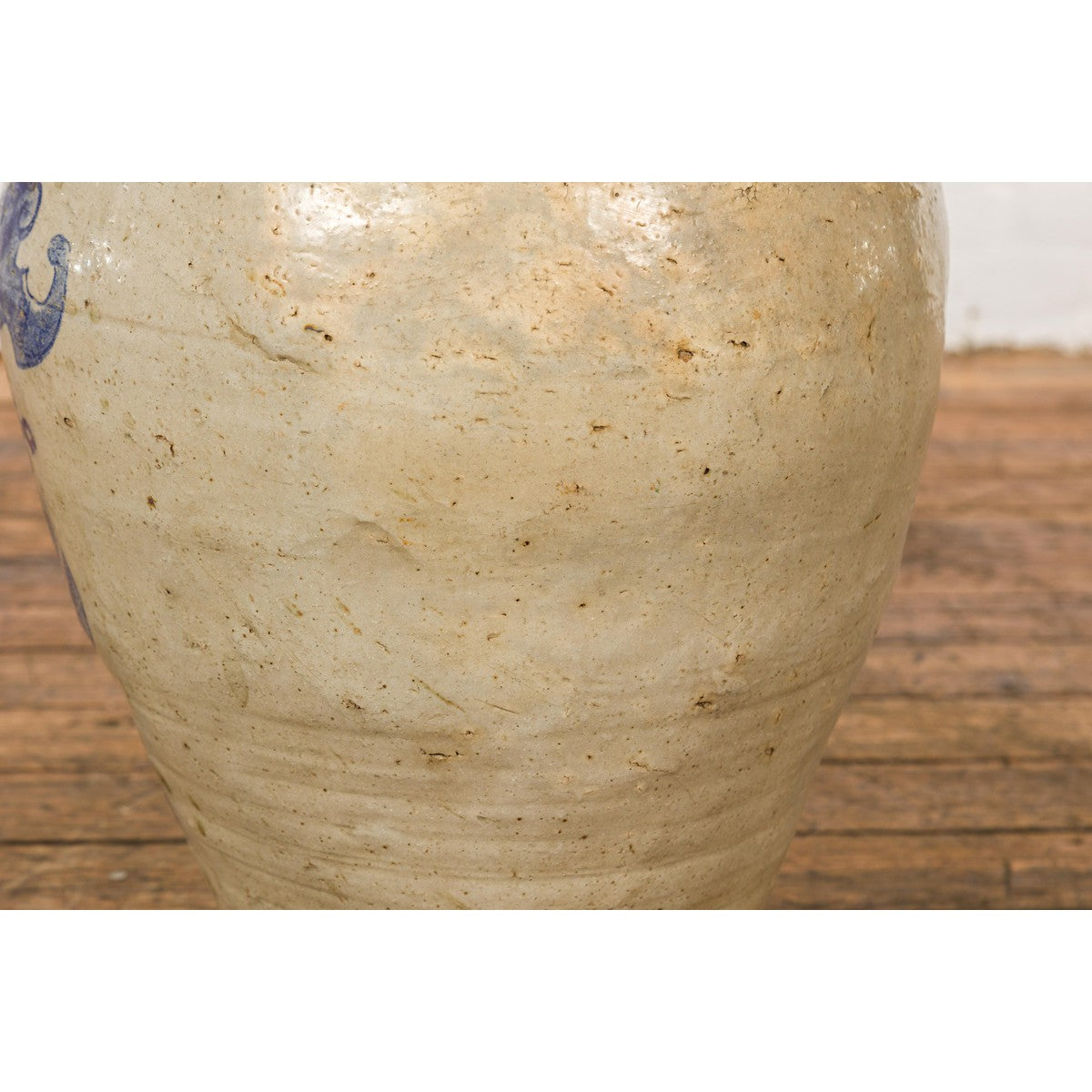 Antique Chinese Glazed Ceramic Storage Jar with Blue Painted Motifs-14. Asian & Chinese Furniture, Art, Antiques, Vintage Home Décor for sale at FEA Home