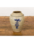 Antique Chinese Glazed Ceramic Storage Jar with Blue Painted Motifs-3. Asian & Chinese Furniture, Art, Antiques, Vintage Home Décor for sale at FEA Home
