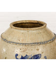 Antique Chinese Glazed Ceramic Storage Jar with Blue Painted Motifs-8. Asian & Chinese Furniture, Art, Antiques, Vintage Home Décor for sale at FEA Home