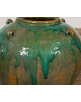 Orange & Brown Antique Jar with Green Drips-10. Asian & Chinese Furniture, Art, Antiques, Vintage Home Décor for sale at FEA Home