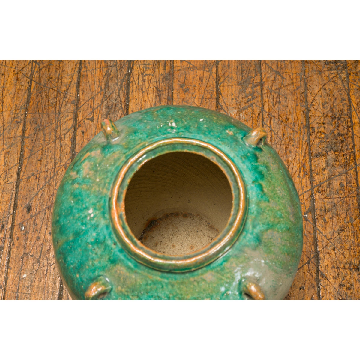 Orange & Brown Antique Jar with Green Drips-13. Asian & Chinese Furniture, Art, Antiques, Vintage Home Décor for sale at FEA Home