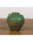 Orange & Brown Antique Jar with Green Drips-16. Asian & Chinese Furniture, Art, Antiques, Vintage Home Décor for sale at FEA Home