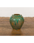 Orange & Brown Antique Jar with Green Drips-4. Asian & Chinese Furniture, Art, Antiques, Vintage Home Décor for sale at FEA Home