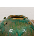 Orange & Brown Antique Jar with Green Drips-8. Asian & Chinese Furniture, Art, Antiques, Vintage Home Décor for sale at FEA Home