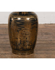 Black Lacquer and Gold Leaf Underlay Chinese Altar Vase with Scalloped Top-11. Asian & Chinese Furniture, Art, Antiques, Vintage Home Décor for sale at FEA Home