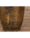 Black Lacquer and Gold Leaf Underlay Chinese Altar Vase with Scalloped Top-12. Asian & Chinese Furniture, Art, Antiques, Vintage Home Décor for sale at FEA Home