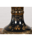 Black Lacquer and Gold Leaf Underlay Chinese Altar Vase with Scalloped Top-20. Asian & Chinese Furniture, Art, Antiques, Vintage Home Décor for sale at FEA Home