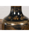 Black Lacquer and Gold Leaf Underlay Chinese Altar Vase with Scalloped Top-4. Asian & Chinese Furniture, Art, Antiques, Vintage Home Décor for sale at FEA Home