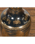 Black Lacquer and Gold Leaf Underlay Chinese Altar Vase with Scalloped Top-6. Asian & Chinese Furniture, Art, Antiques, Vintage Home Décor for sale at FEA Home