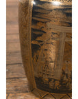 Black Lacquer and Gold Leaf Underlay Chinese Altar Vase with Scalloped Top-8. Asian & Chinese Furniture, Art, Antiques, Vintage Home Décor for sale at FEA Home