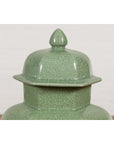 Vintage Celadon Colour Altar Vase with Bud Top and Crackle Design-10. Asian & Chinese Furniture, Art, Antiques, Vintage Home Décor for sale at FEA Home