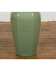Vintage Celadon Colour Altar Vase with Bud Top and Crackle Design-13. Asian & Chinese Furniture, Art, Antiques, Vintage Home Décor for sale at FEA Home