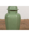 Vintage Celadon Colour Altar Vase with Bud Top and Crackle Design-14. Asian & Chinese Furniture, Art, Antiques, Vintage Home Décor for sale at FEA Home