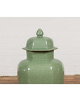 Vintage Celadon Colour Altar Vase with Bud Top and Crackle Design-15. Asian & Chinese Furniture, Art, Antiques, Vintage Home Décor for sale at FEA Home
