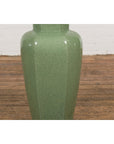 Vintage Celadon Colour Altar Vase with Bud Top and Crackle Design-17. Asian & Chinese Furniture, Art, Antiques, Vintage Home Décor for sale at FEA Home