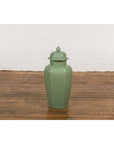 Vintage Celadon Colour Altar Vase with Bud Top and Crackle Design-18. Asian & Chinese Furniture, Art, Antiques, Vintage Home Décor for sale at FEA Home