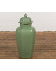 Vintage Celadon Colour Altar Vase with Bud Top and Crackle Design-4. Asian & Chinese Furniture, Art, Antiques, Vintage Home Décor for sale at FEA Home
