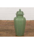 Vintage Celadon Colour Altar Vase with Bud Top and Crackle Design-6. Asian & Chinese Furniture, Art, Antiques, Vintage Home Décor for sale at FEA Home