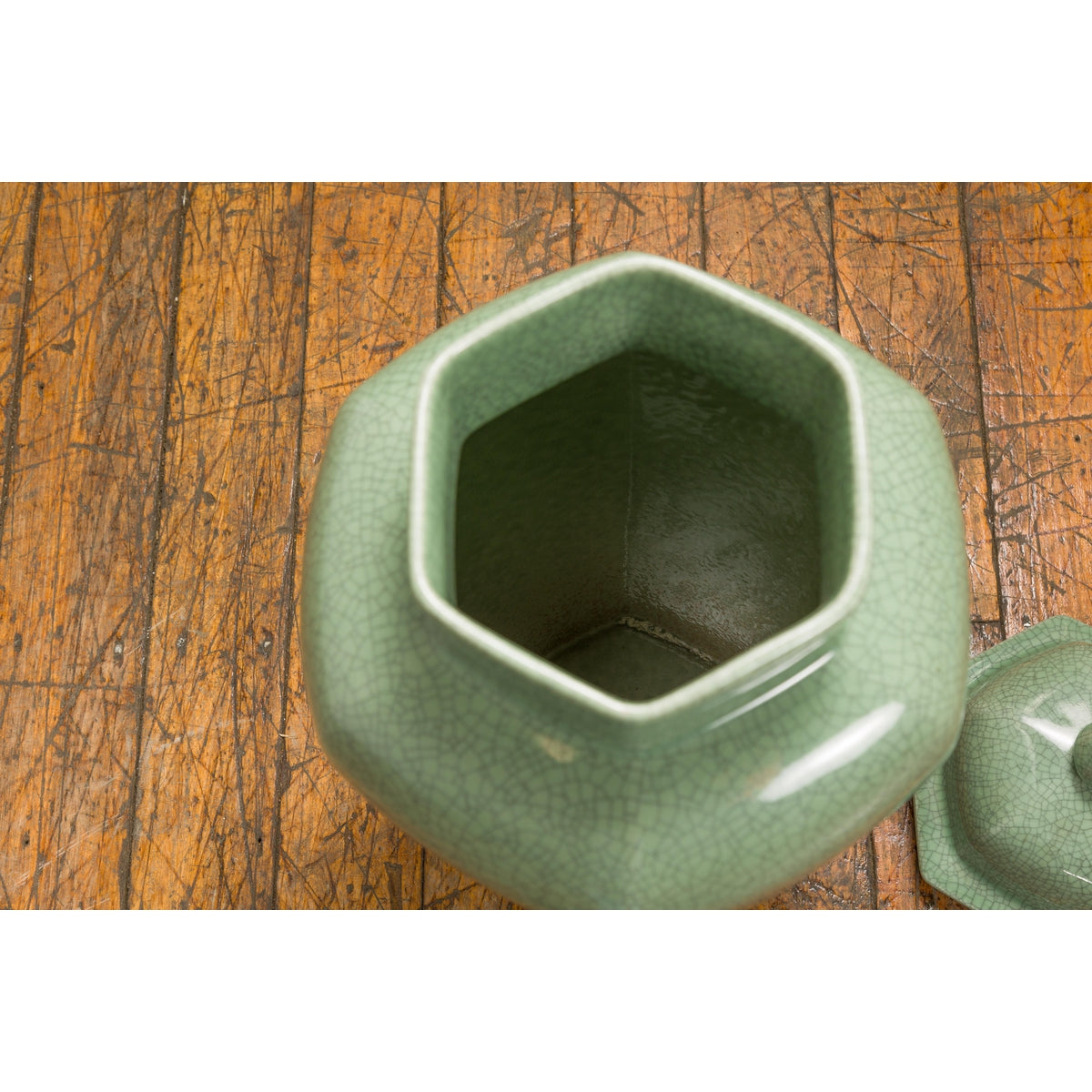 Vintage Celadon Colour Altar Vase with Bud Top and Crackle Design-7. Asian & Chinese Furniture, Art, Antiques, Vintage Home Décor for sale at FEA Home