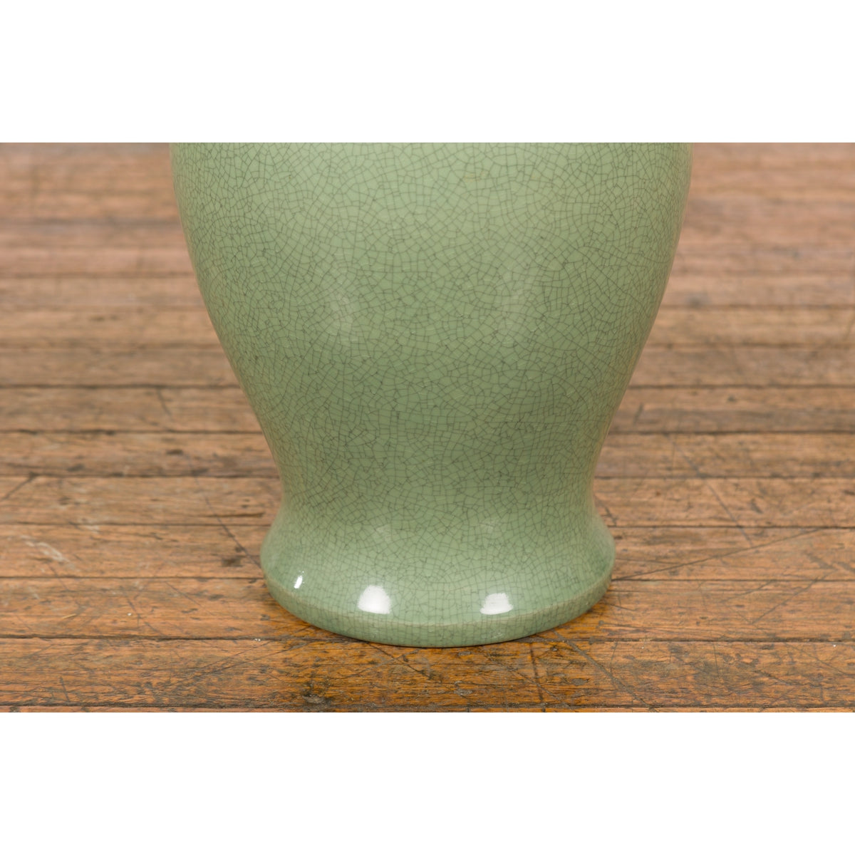 Chinese Lidded Altar Vase with Green Celadon Glaze and Guardian Lion Motif-10. Asian & Chinese Furniture, Art, Antiques, Vintage Home Décor for sale at FEA Home