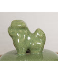 Chinese Lidded Altar Vase with Green Celadon Glaze and Guardian Lion Motif-11. Asian & Chinese Furniture, Art, Antiques, Vintage Home Décor for sale at FEA Home