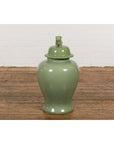 Chinese Lidded Altar Vase with Green Celadon Glaze and Guardian Lion Motif-12. Asian & Chinese Furniture, Art, Antiques, Vintage Home Décor for sale at FEA Home