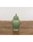 Chinese Lidded Altar Vase with Green Celadon Glaze and Guardian Lion Motif-14. Asian & Chinese Furniture, Art, Antiques, Vintage Home Décor for sale at FEA Home