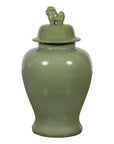 Chinese Lidded Altar Vase with Green Celadon Glaze and Guardian Lion Motif-1. Asian & Chinese Furniture, Art, Antiques, Vintage Home Décor for sale at FEA Home
