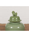 Chinese Lidded Altar Vase with Green Celadon Glaze and Guardian Lion Motif-7. Asian & Chinese Furniture, Art, Antiques, Vintage Home Décor for sale at FEA Home