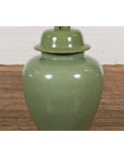 Chinese Lidded Altar Vase with Green Celadon Glaze and Guardian Lion Motif-8. Asian & Chinese Furniture, Art, Antiques, Vintage Home Décor for sale at FEA Home