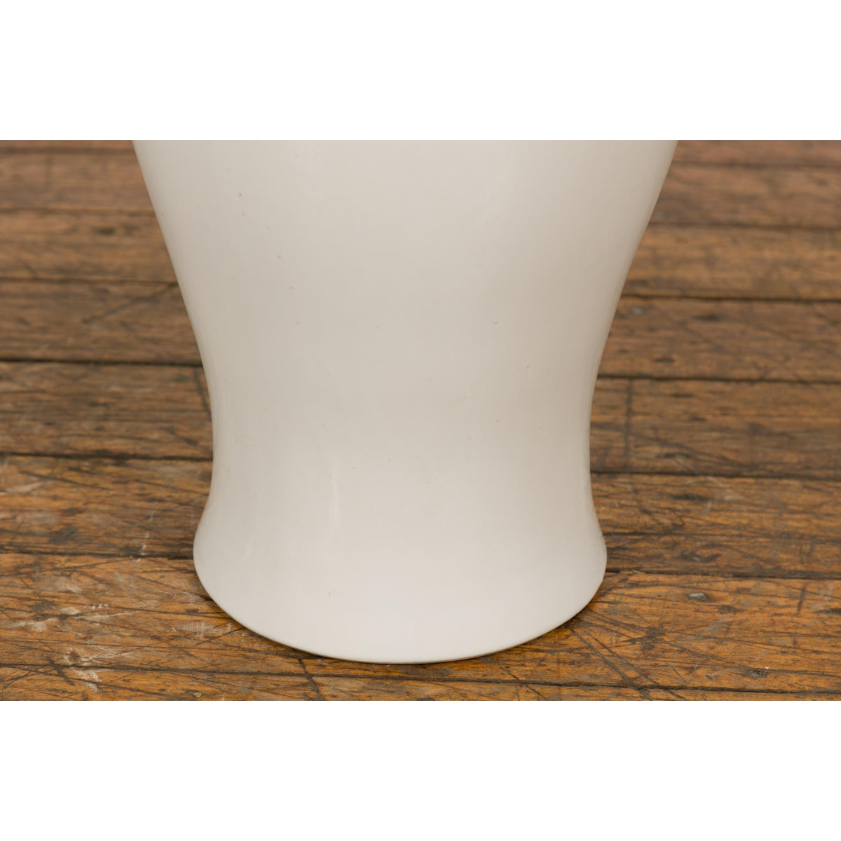 White Vintage Vase Curved Body & Flared Neck-10. Asian & Chinese Furniture, Art, Antiques, Vintage Home Décor for sale at FEA Home
