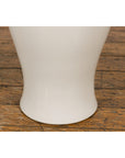White Vintage Vase Curved Body & Flared Neck-10. Asian & Chinese Furniture, Art, Antiques, Vintage Home Décor for sale at FEA Home