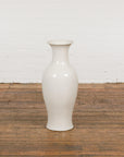 White Vintage Vase Curved Body & Flared Neck-13. Asian & Chinese Furniture, Art, Antiques, Vintage Home Décor for sale at FEA Home