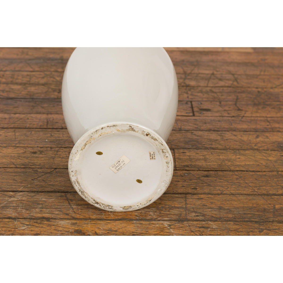 White Vintage Vase Curved Body & Flared Neck-14. Asian & Chinese Furniture, Art, Antiques, Vintage Home Décor for sale at FEA Home