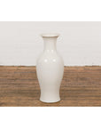 White Vintage Vase Curved Body & Flared Neck-2. Asian & Chinese Furniture, Art, Antiques, Vintage Home Décor for sale at FEA Home