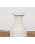 White Vintage Vase Curved Body & Flared Neck-4. Asian & Chinese Furniture, Art, Antiques, Vintage Home Décor for sale at FEA Home