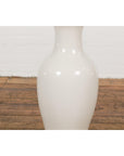 White Vintage Vase Curved Body & Flared Neck-5. Asian & Chinese Furniture, Art, Antiques, Vintage Home Décor for sale at FEA Home