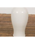 White Vintage Vase Curved Body & Flared Neck-6. Asian & Chinese Furniture, Art, Antiques, Vintage Home Décor for sale at FEA Home