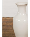White Vintage Vase Curved Body & Flared Neck-8. Asian & Chinese Furniture, Art, Antiques, Vintage Home Décor for sale at FEA Home