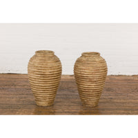 Near Pair of Vintage Jars with Textured Surface